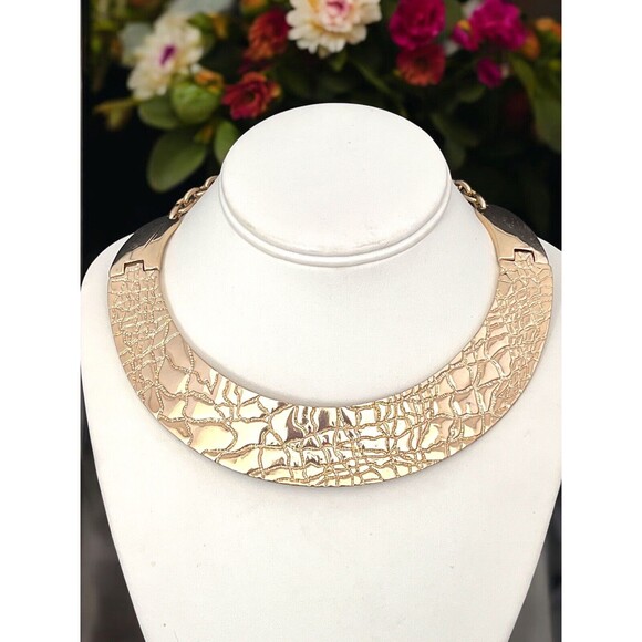 Signed Talbot's Necklace Statement Gold Tone Chunky Fashion 11Z - Picture 1 of 4